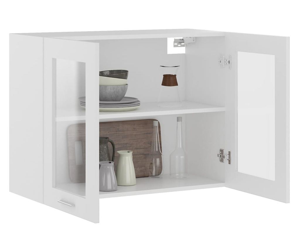 Viseći stakleni ormarić bijeli 80x31x60 cm konstruirano drvo - 10