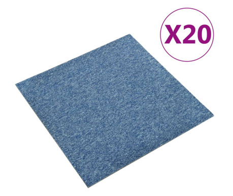 Podne pločice s tepihom 20 kom 5 m² 50 x 50 cm plave