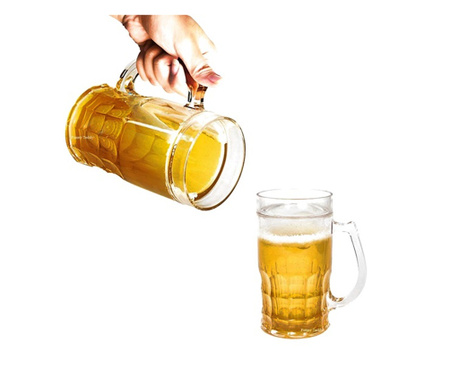 Halba de bere Fake Beer Mug 400ml, Perete dublu