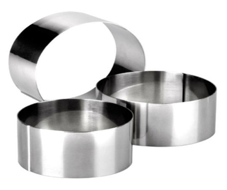 3 darabos készlet Ibili-Clasica tésztagyűrűk, rozsdamentes acélból, 7-8-10/4,5 cm, ezüstözött, ezüstözött