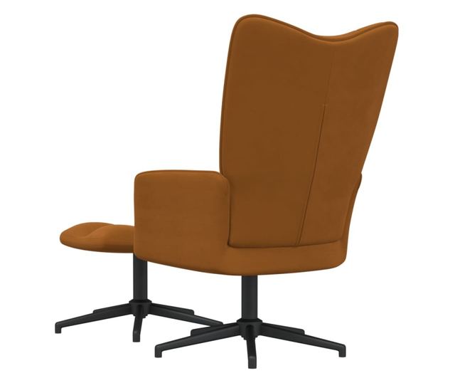 Stolica za opuštanje s taburetom, smeđa, baršun