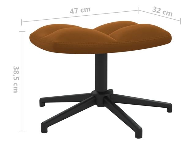 Stolica za opuštanje s taburetom, smeđa, baršun