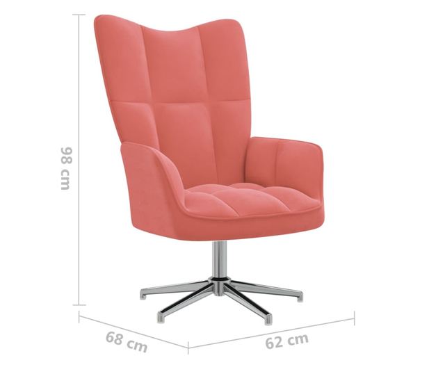 Stolica za opuštanje s tabureom, ružičasta, baršun
