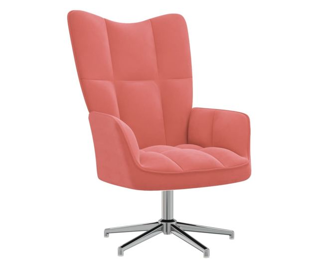 Stolica za opuštanje s tabureom, ružičasta, baršun