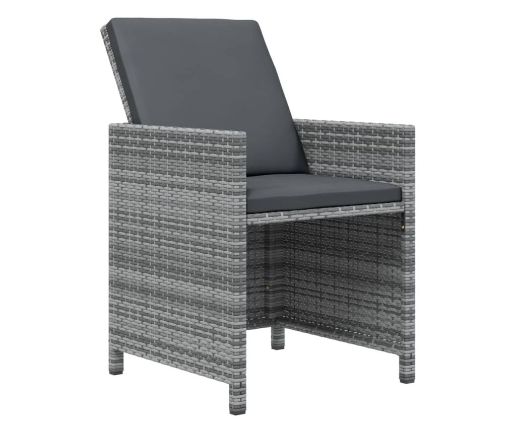 Градински комплект с възглавници 11 части полиратан сив - 9