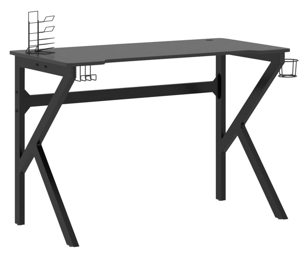 Igralna miza s K obliko nog, črna, 110x60x75 cm - 2