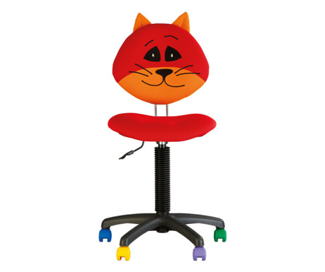 Scaun de birou pentru copii Cat GTS, textil microsolco, rosu/oranj