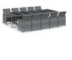 Градински комплект с възглавници 11 части полиратан сив thumbnail 1