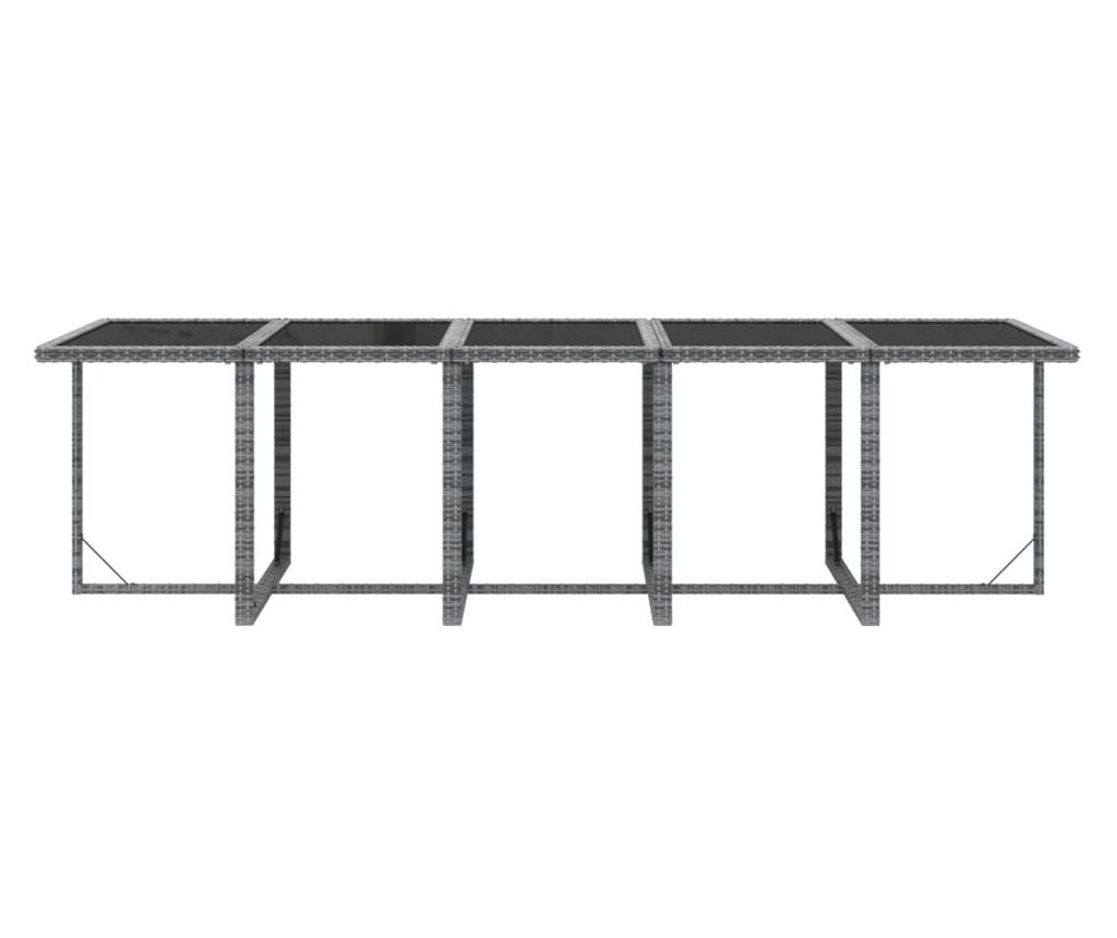 Градински комплект с възглавници 11 части полиратан сив - 15