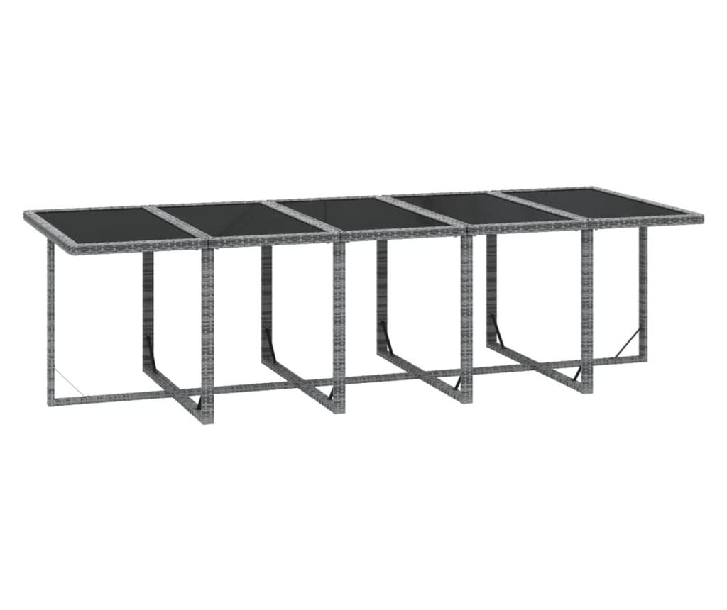 Градински комплект с възглавници 11 части полиратан сив - 14