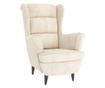 Wingback Armchair with Footstool, Cream, Velvet