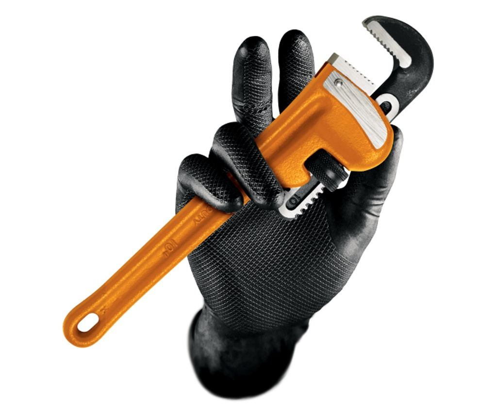 Set 50 bucati Manusi negre Grippaz, Nitril, groase si rezistente L - 3