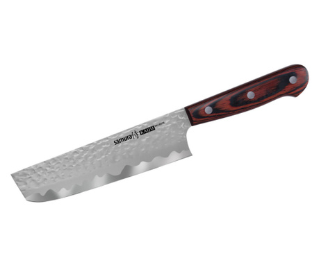 Samura-Kaiju nakiri kés, Aus-8 acél, 16,7 cm, ezüst/barna színű