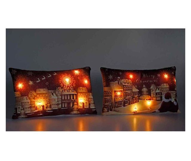Σετ 2 χριστουγεννιάτικα μαξιλάρια με LED 48x29,5 cm