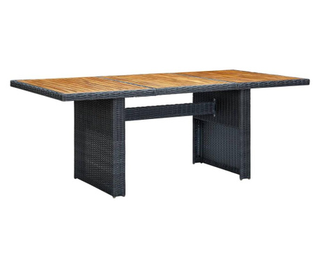 Vrtna miza temno siva poli ratan in trden akacijev les