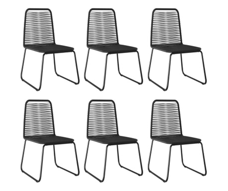 Външни столове, 6 бр, полиратан, черни