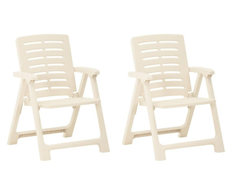 Градински столове, 2 бр, пластмаса, бели