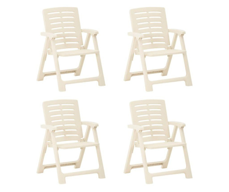 Градински столове, 4 бр, пластмаса, бели