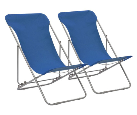 Krzesła plażowe, 2 szt., stal i tkanina Oxford, niebieskie