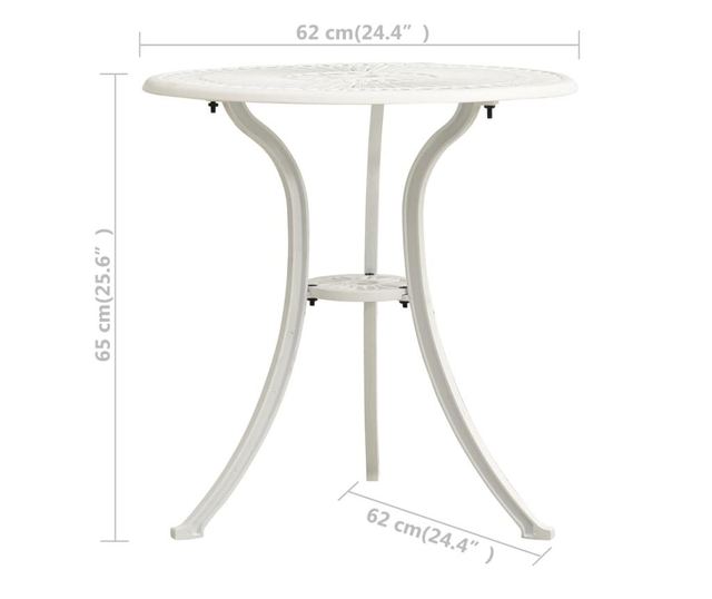 Vrtni stol bijeli 62 x 62 x 65 cm od lijevanog aluminija