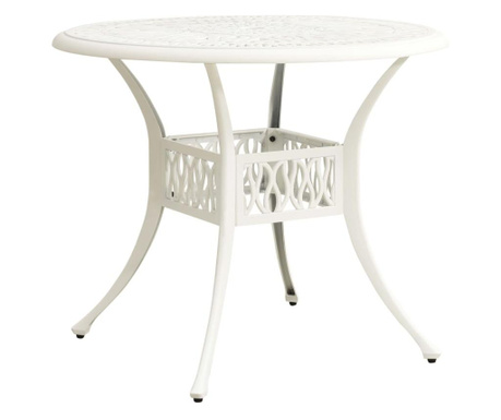 Vrtna miza bela 90x90x74 cm liti aluminij