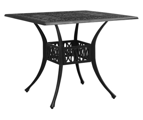 Vrtna miza črna 90x90x73 cm liti aluminij