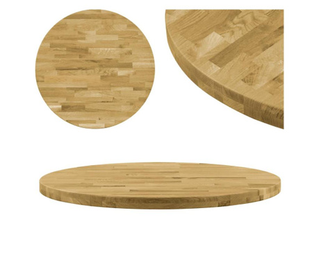Blat de masa, lemn masiv de stejar, rotund, 44 mm, 800 mm