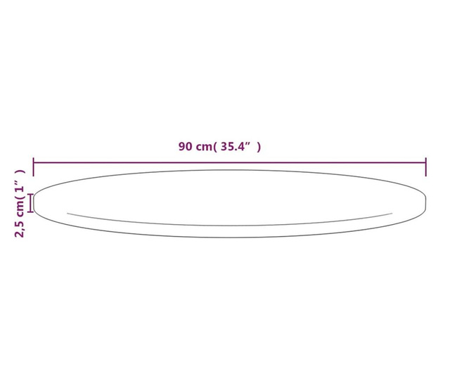 Плот за маса, бял, Ø90x2,5 см, бор масив