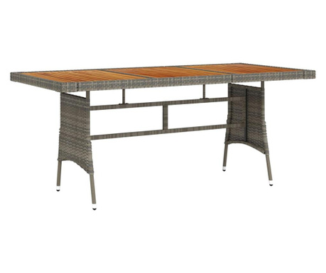 Stół ogrodowy, szary, 160x70x72 cm, rattan PE i drewno akacjowe