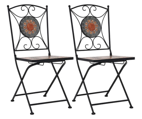 Mozaikové bistro židle 2 ks oranžovo-šedé