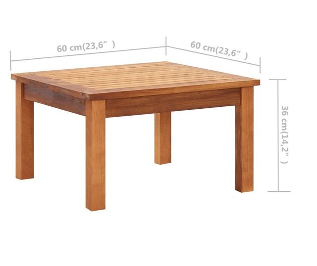 Măsuță de cafea de grădină, 60x60x36 cm, lemn masiv acacia