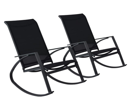 Градински люлеещи се столове, 2 бр, textilene, черни