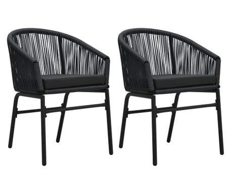 2 db fekete PVC rattan kerti szék