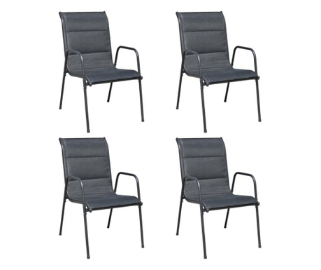 Stohovatelné zahradní židle 4 ks ocel a textilen černé