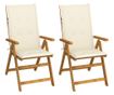 Сгъваеми градински столове с възглавници, 2 бр., Масивна акациева дървесина