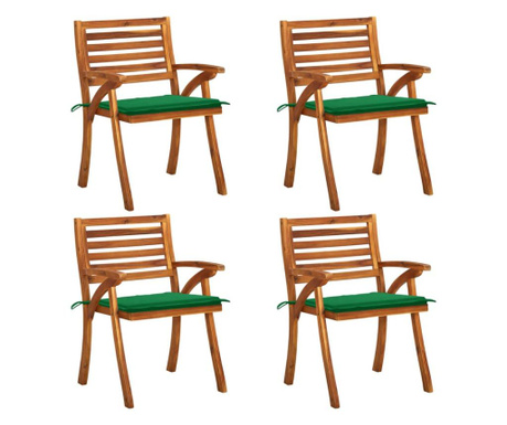 Krzesła ogrodowe z poduszkami, 4 szt., lite drewno akacjowe