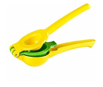 Storcator manual dublu Pufo Lemony pentru citrice, lamai, lime, portocale, 22 cm, galben/verde