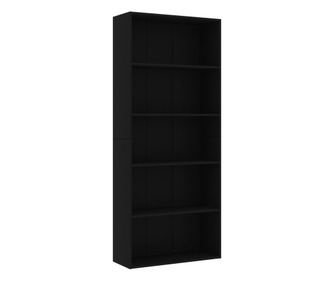 Βιβλιοθήκη με 5 Ράφια Μαύρη 80 x 30 x 189 εκ. Μοριοσανίδα