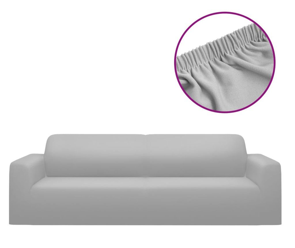 Rastezljiva navlaka za trosjed siva poliesterski žersej 