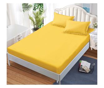 Set cearceaf de pat cu elastic cu 2 fete de perna, uni, G-155