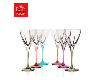 Комплект чаши за червено вино RCR Style Fusion Color , Kристални, HoReCa, 6 броя, ХоРеКа