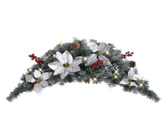 Božićni luk s LED svjetlima, zeleni, 90 cm, PVC