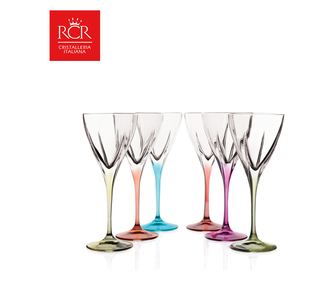 Комплект чаши за бяло вино, RCR Style Fusion Color, Kристални, HoReCa, 6 броя, ХоРеКа