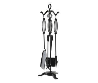 Прибори за Камина DKD Home Decor Черен Излято желязо (21,5 x 21,5 x 66 cm)