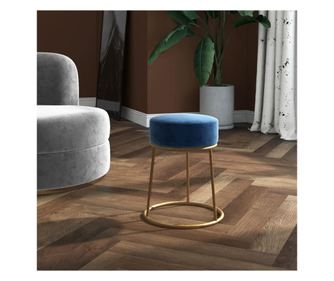 Kulatý modrý taburet, sametový