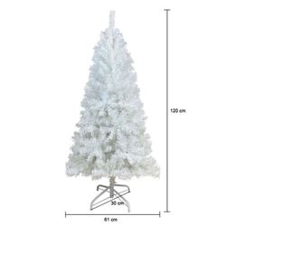 Fehér műfenyő, 120 cm-es, fém talppal
