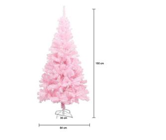 Rózsaszín műfenyő, 150 cm-es, fém talppal