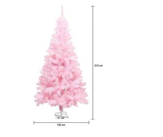 Rózsaszín műfenyő, 210 cm-es, fém talppal