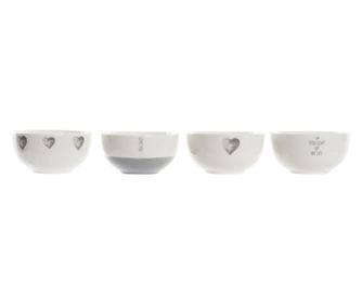 Купа DKD Home Decor Порцелан Сив Порцелан Bone China сърца (13 x 13 x 6,8 cm) (4 броя)
