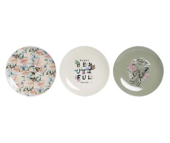 Lame plaat DKD Home Decor Пеперуди Порцелан (20,5 x 20,5 x 2 cm) (3 броя)